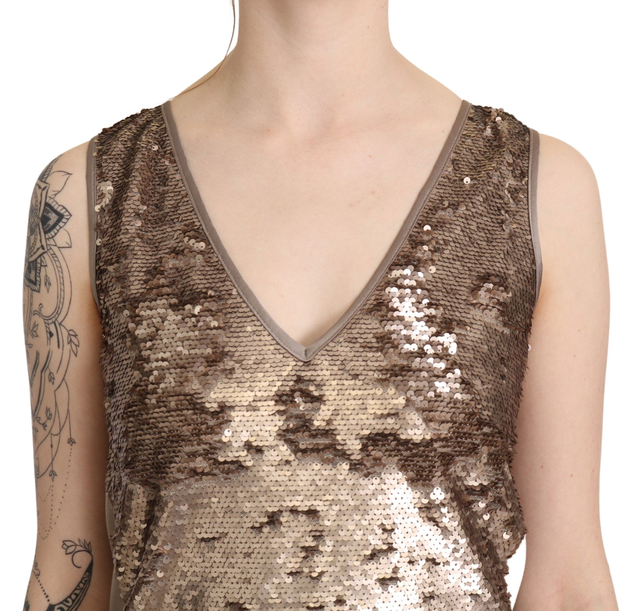 Liu Jo Glamorous V-neck Sleeveless Sequin Mini Dress