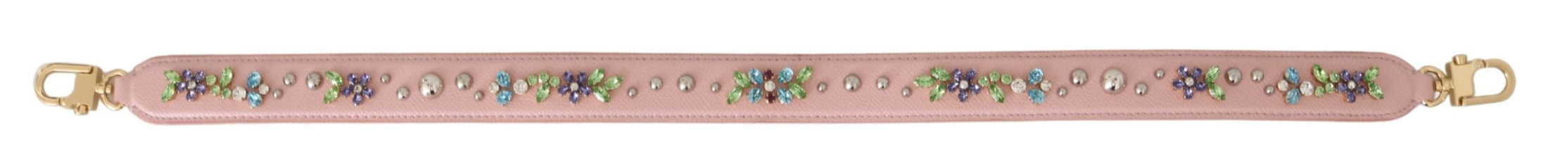 Dolce & Gabbana Atemberaubendes rosa kristallbesetztes Lederarmband