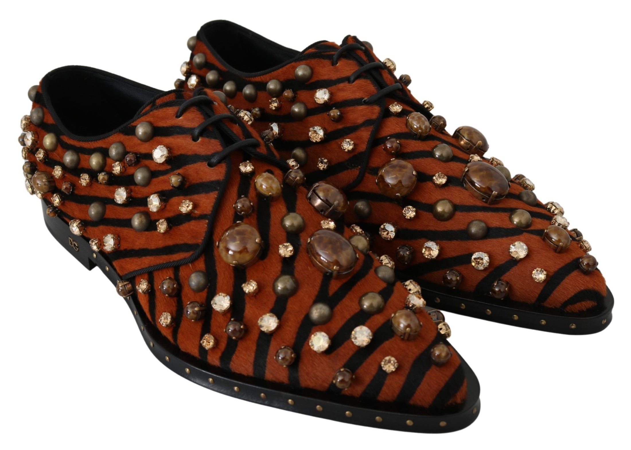 Dolce & Gabbana Flats mit Tigermuster und Kristallverzierung