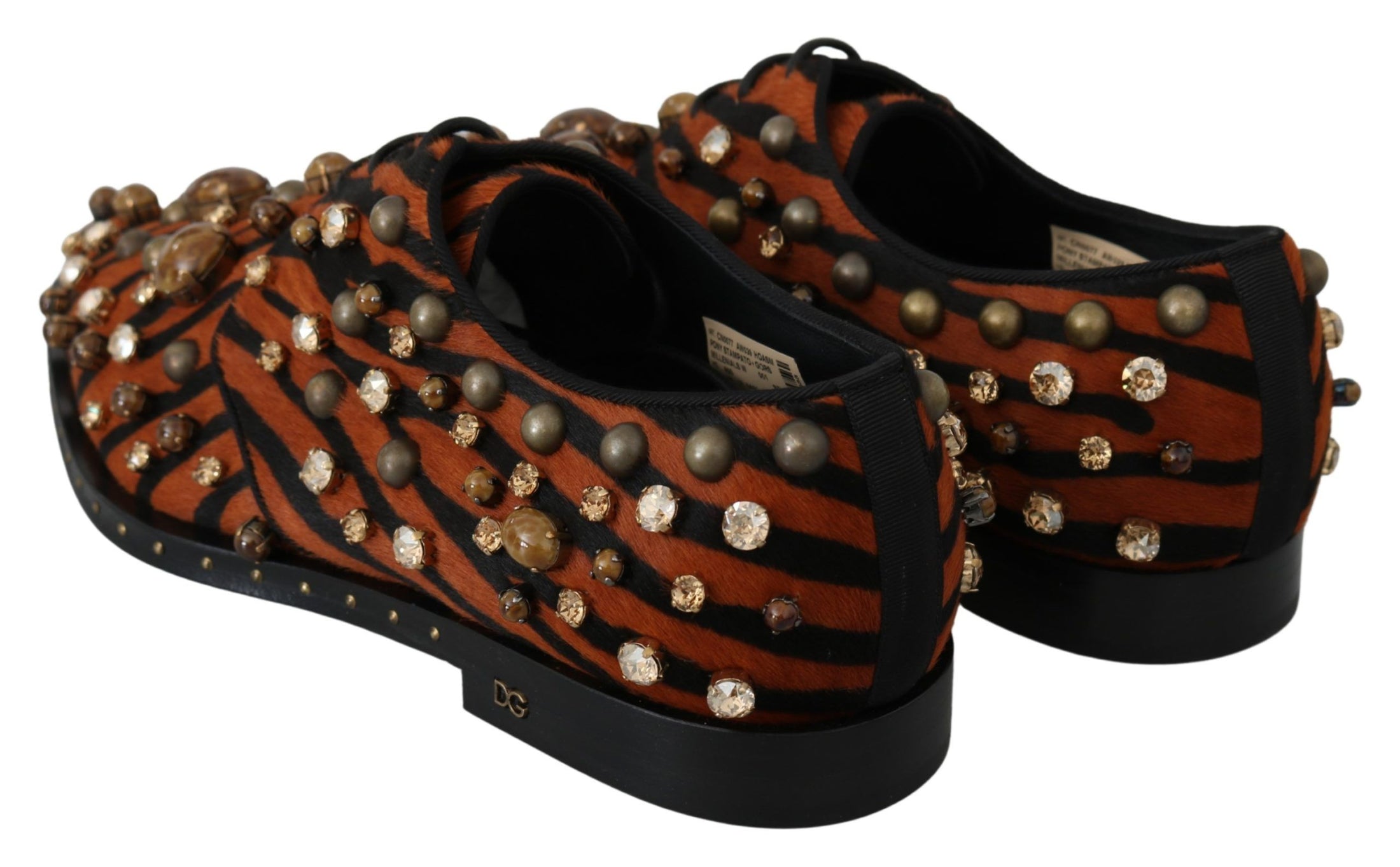 Dolce & Gabbana Flats mit Tigermuster und Kristallverzierung