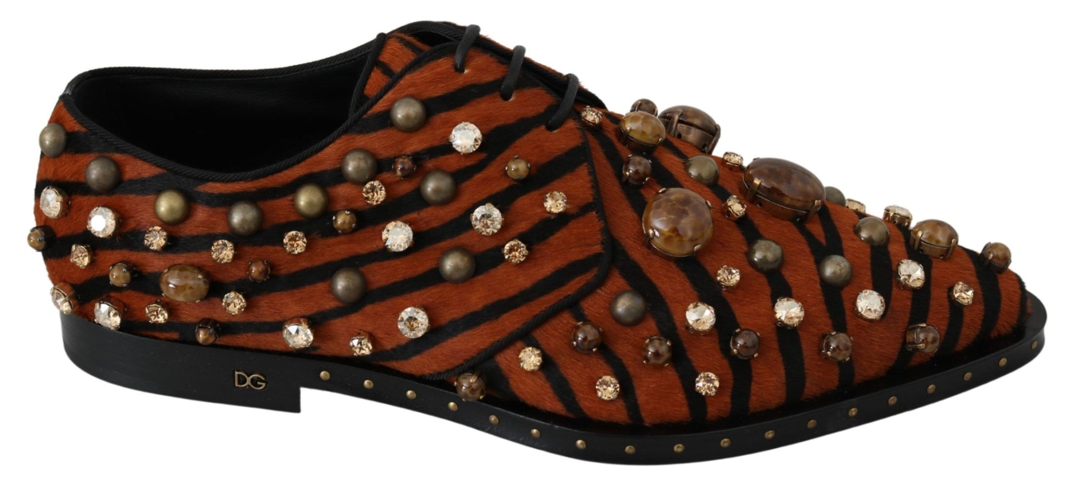 Dolce & Gabbana Flats mit Tigermuster und Kristallverzierung