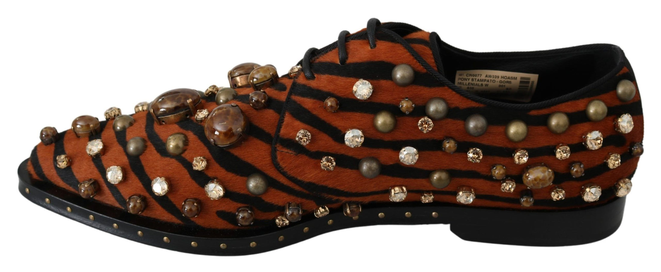 Dolce & Gabbana Flats mit Tigermuster und Kristallverzierung