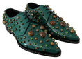 Load image into Gallery viewer, Dolce & Gabbana Smaragdgrüne Lederschuhe mit Kristallakzenten
