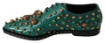 Load image into Gallery viewer, Dolce & Gabbana Smaragdgrüne Lederschuhe mit Kristallakzenten
