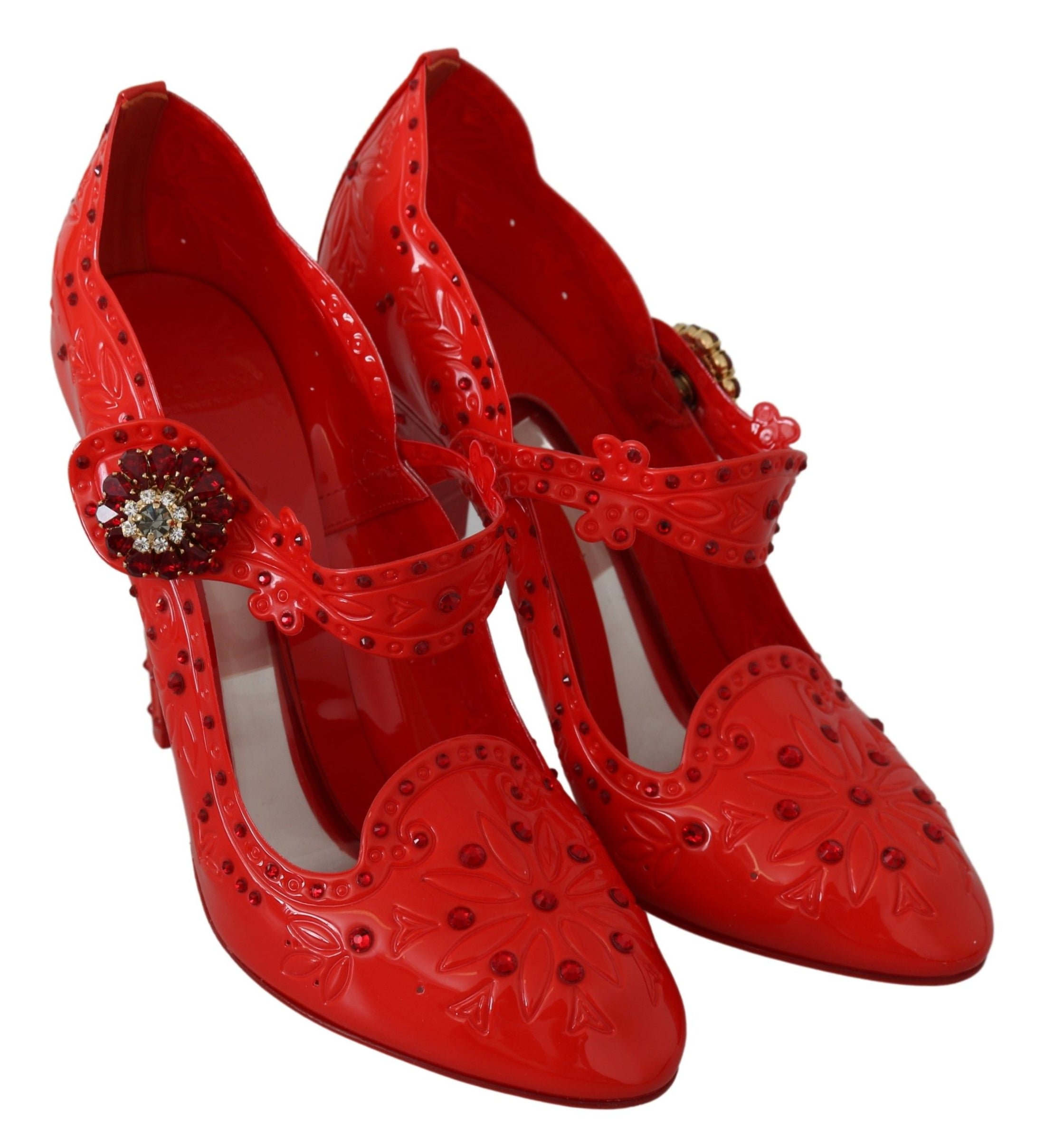 Dolce & Gabbana Schicke rote Aschenputtel-Pumps aus Kristall