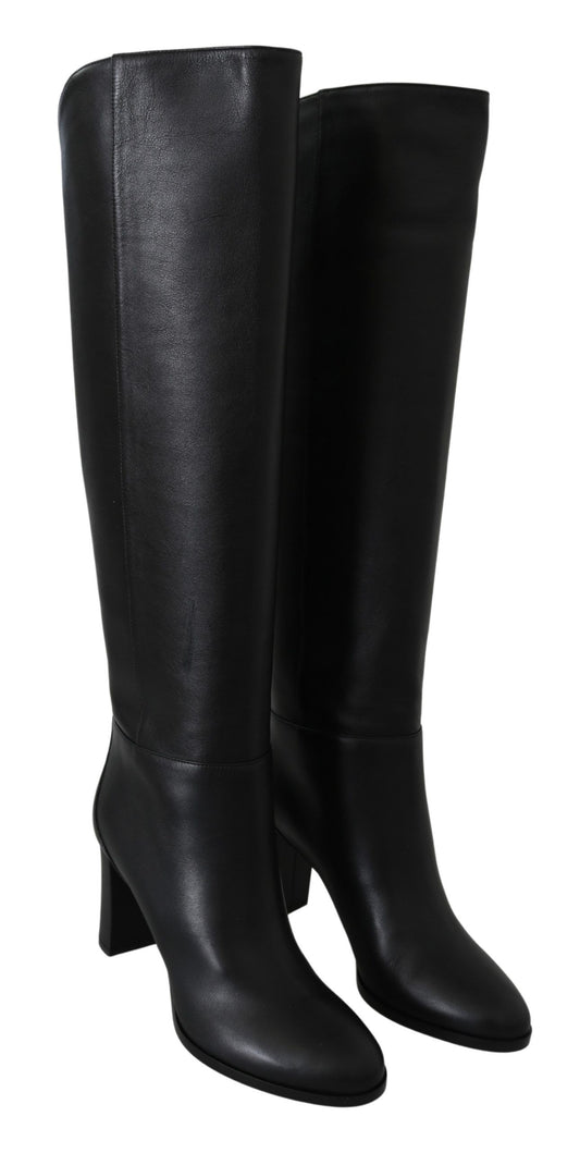 Jimmy Choo Elegante Stiefel mit Absatz aus schwarzem Kalbsleder