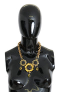 Load image into Gallery viewer, Dolce & Gabbana Elegant Gold Floral Crystal Statement Necklace
