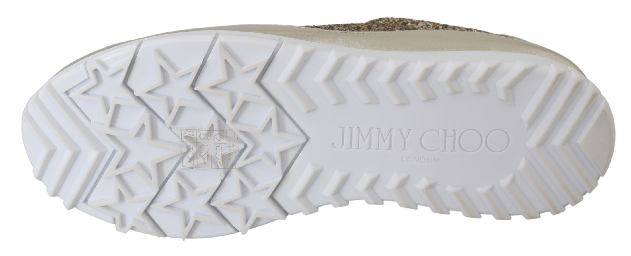 Jimmy Choo Antikgold-Glitzer-Ledersneakers