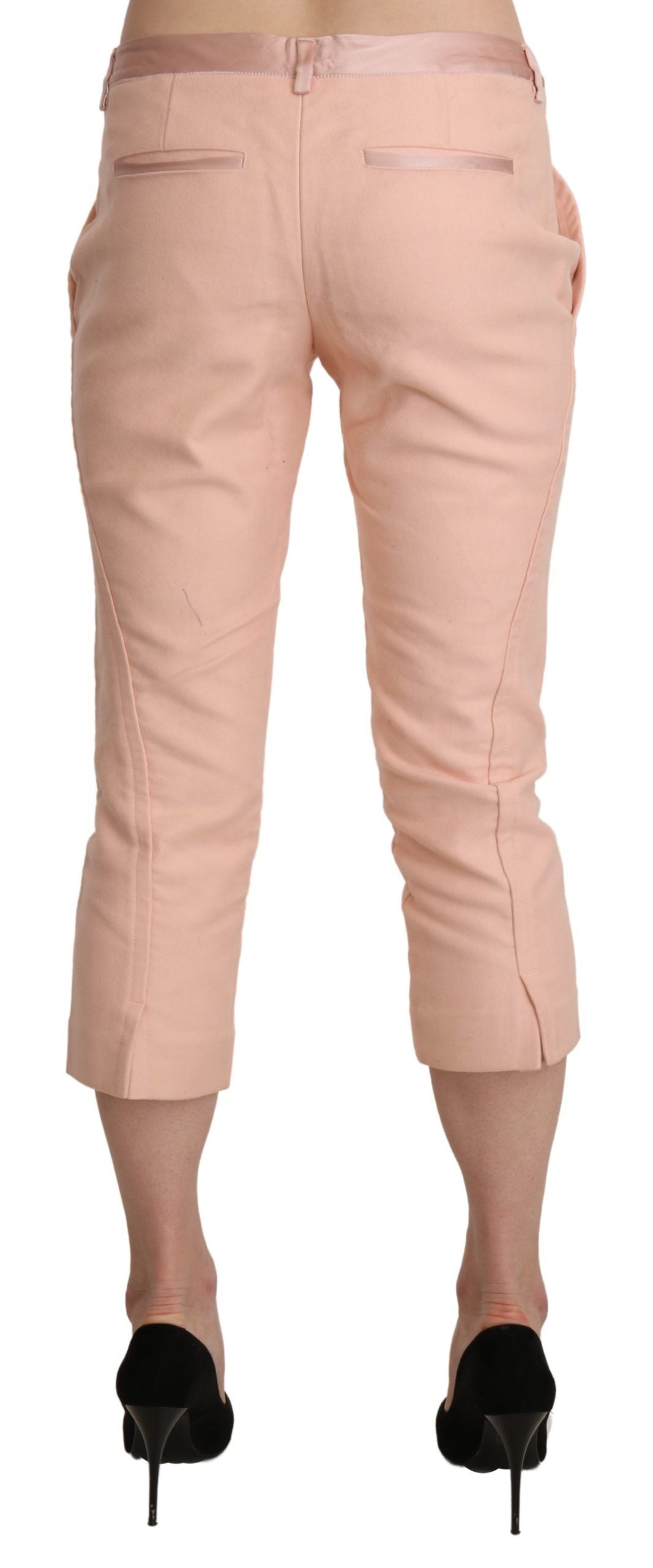 Ermanno Scervino Chic pembe skinny kapri pantolon