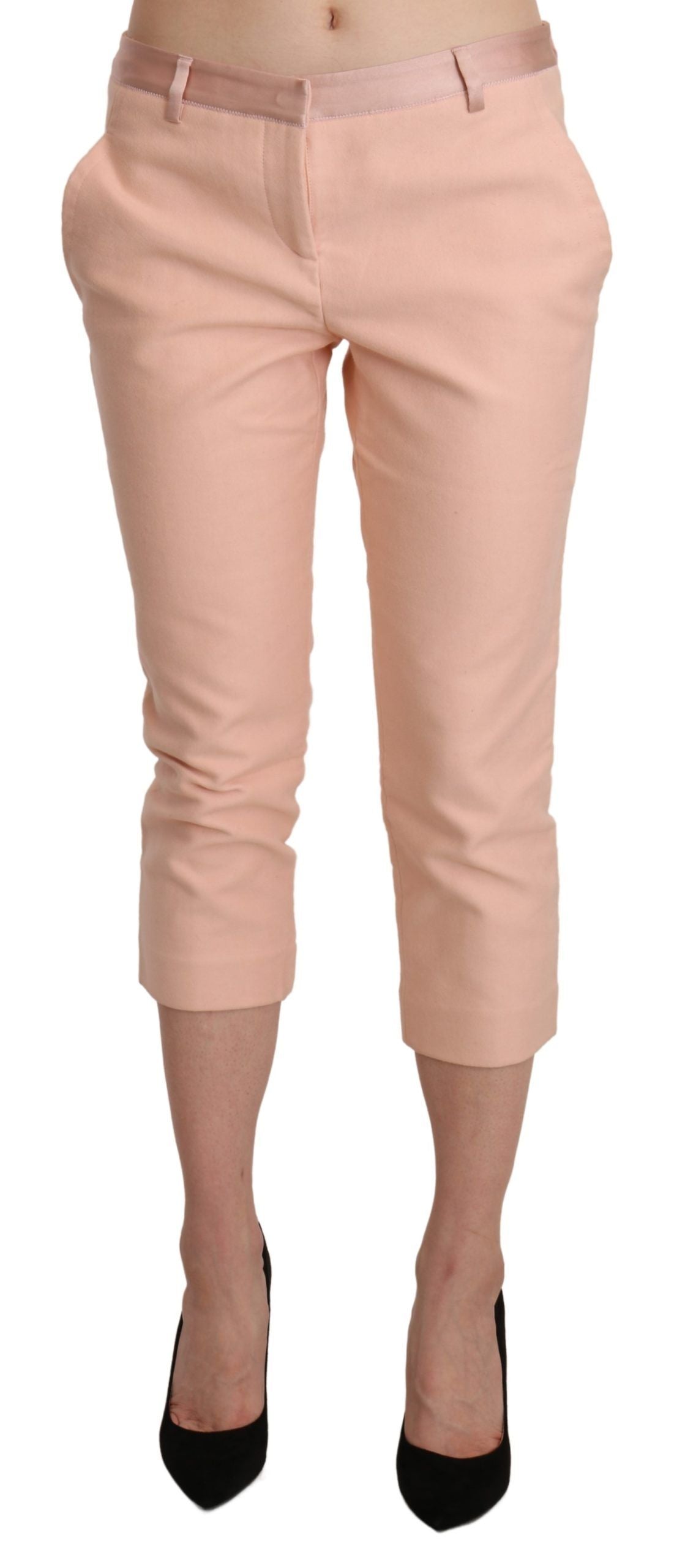 Ermanno Scervino Chic pembe skinny kapri pantolon