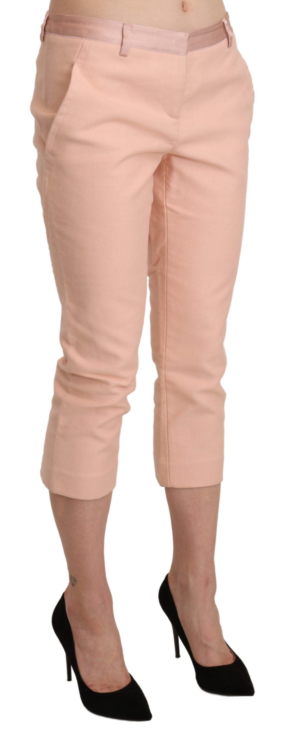 Ermanno Scervino Chic pembe skinny kapri pantolon