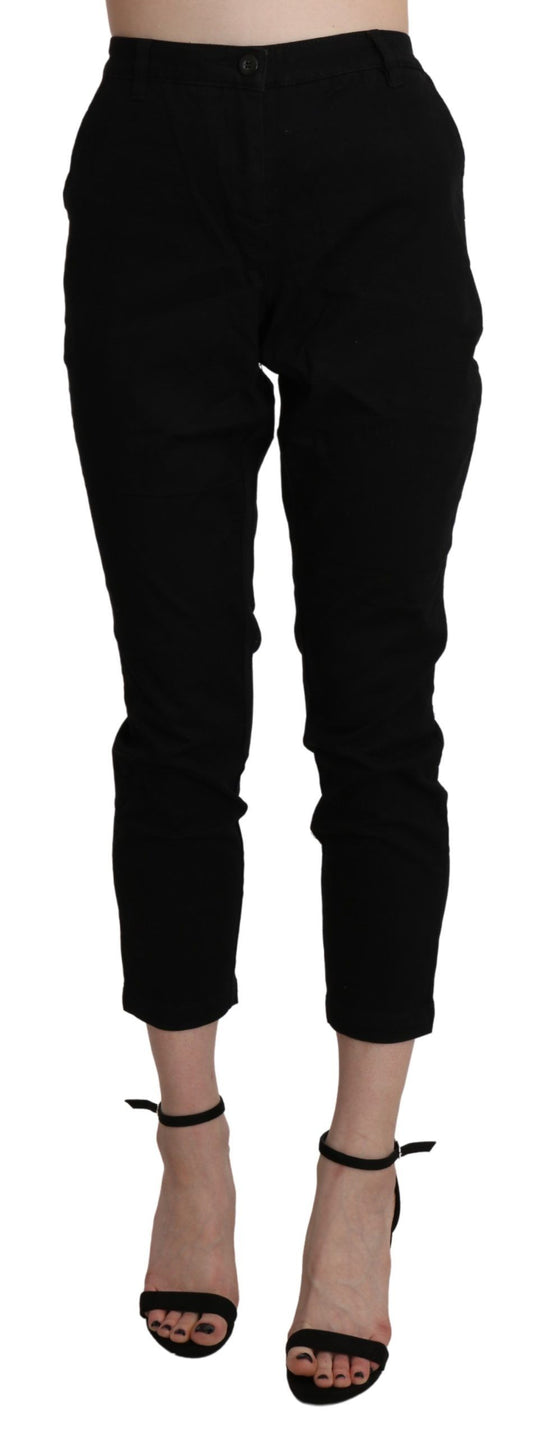 Acht Schicke Cropped Jeans mit hoher Taille in Schwarz