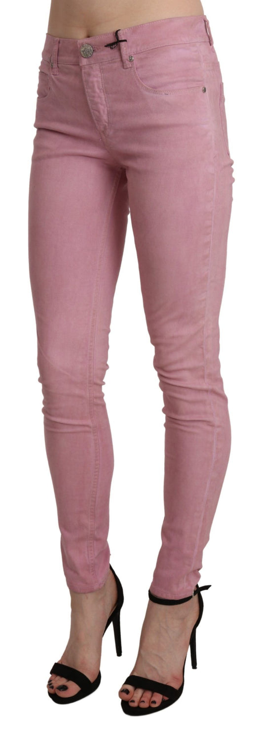 Acht Schicke rosa Skinny Jeans mit mittlerer Taille