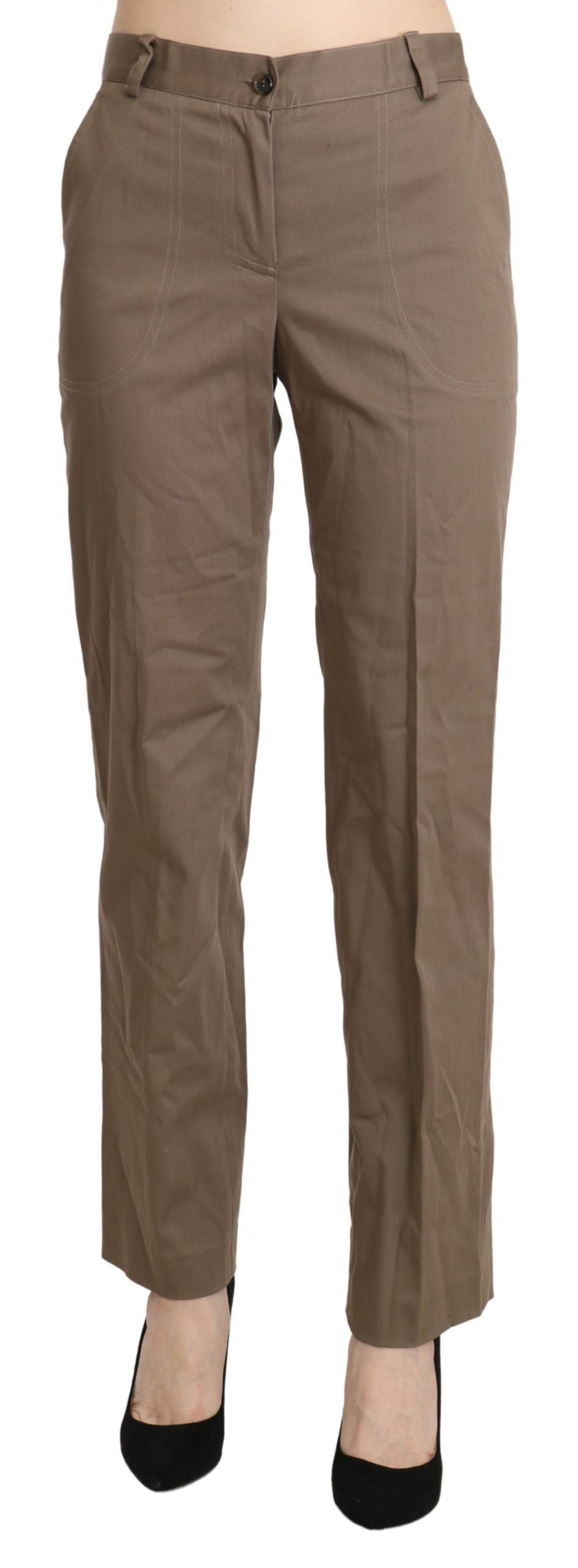 BENCIVENGA Elegante Straight Pants mit hoher Taille in Braun