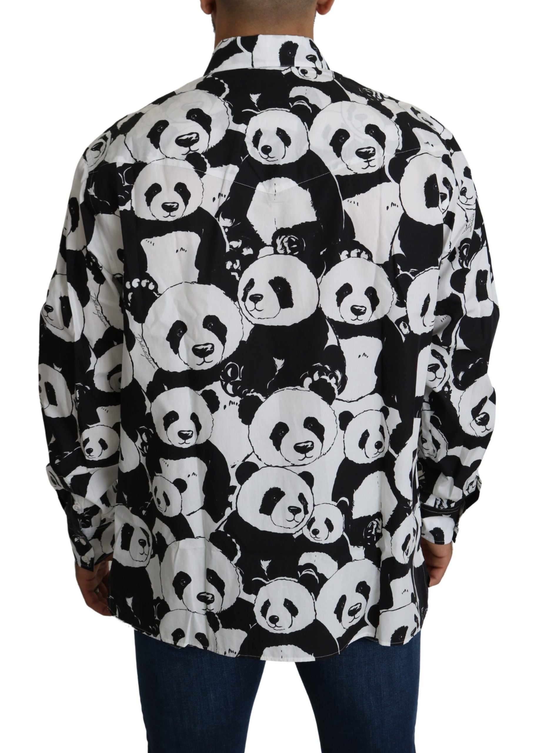 Dolce &amp; Gabbana Pure Cotton Panda Print Shirt - Black White