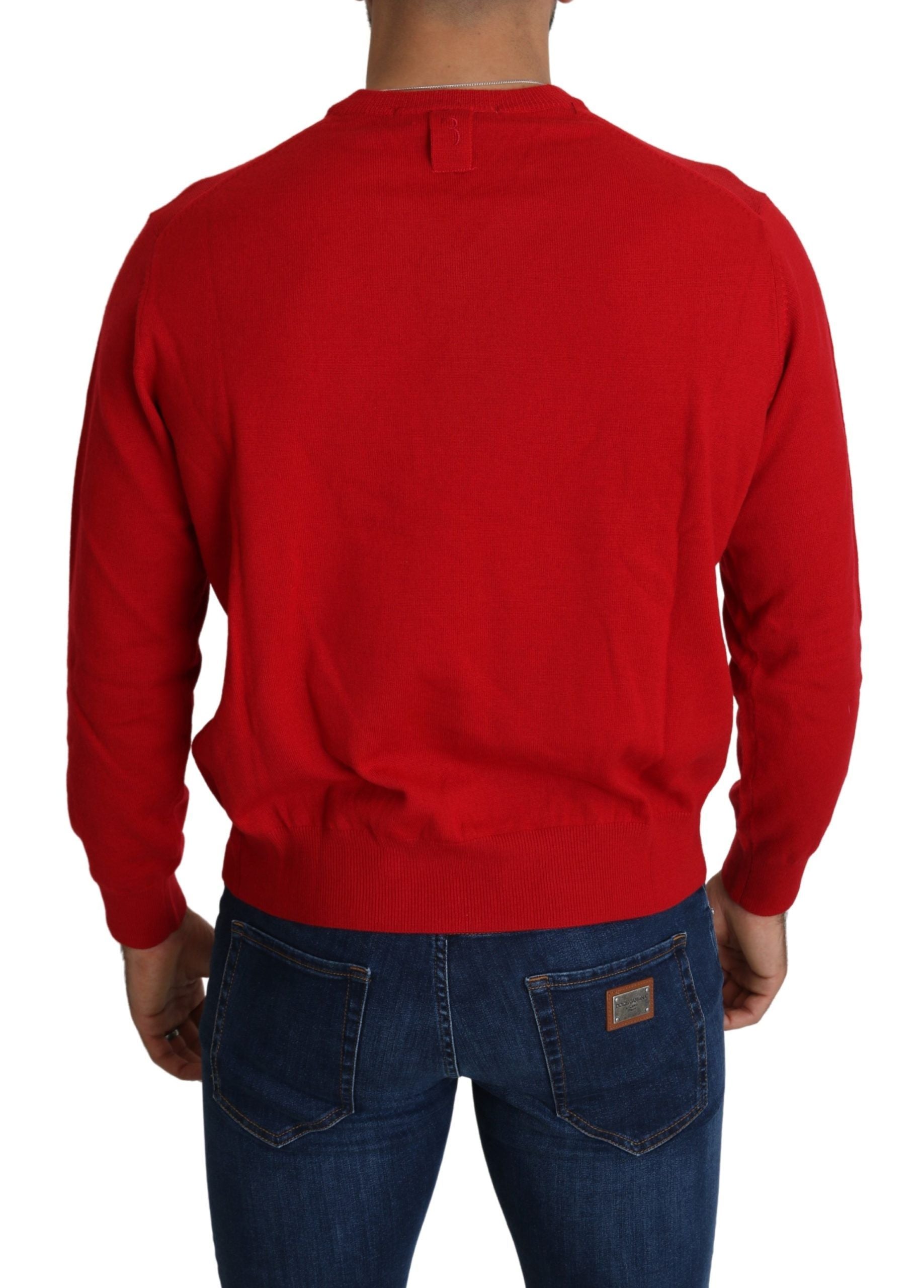 Billionaire Italian Couture Ikonischer bestickter Pullover aus roter Wolle