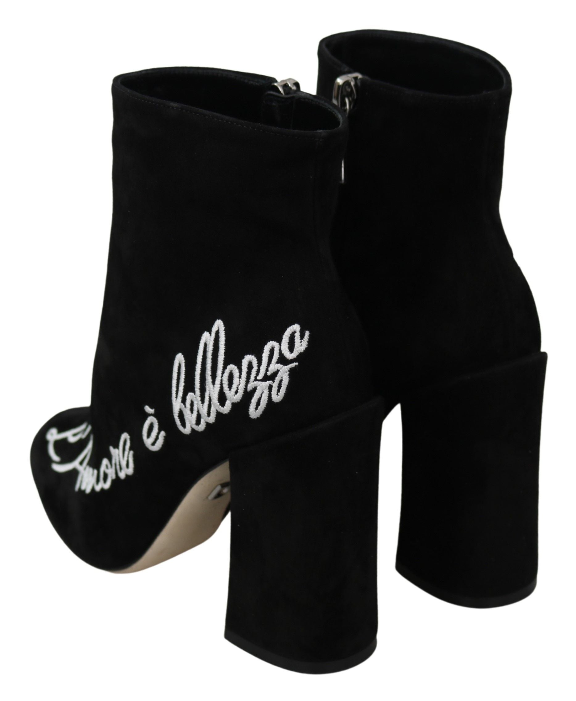 Dolce & Gabbana Bestickte Stiefelette aus Lammwildleder