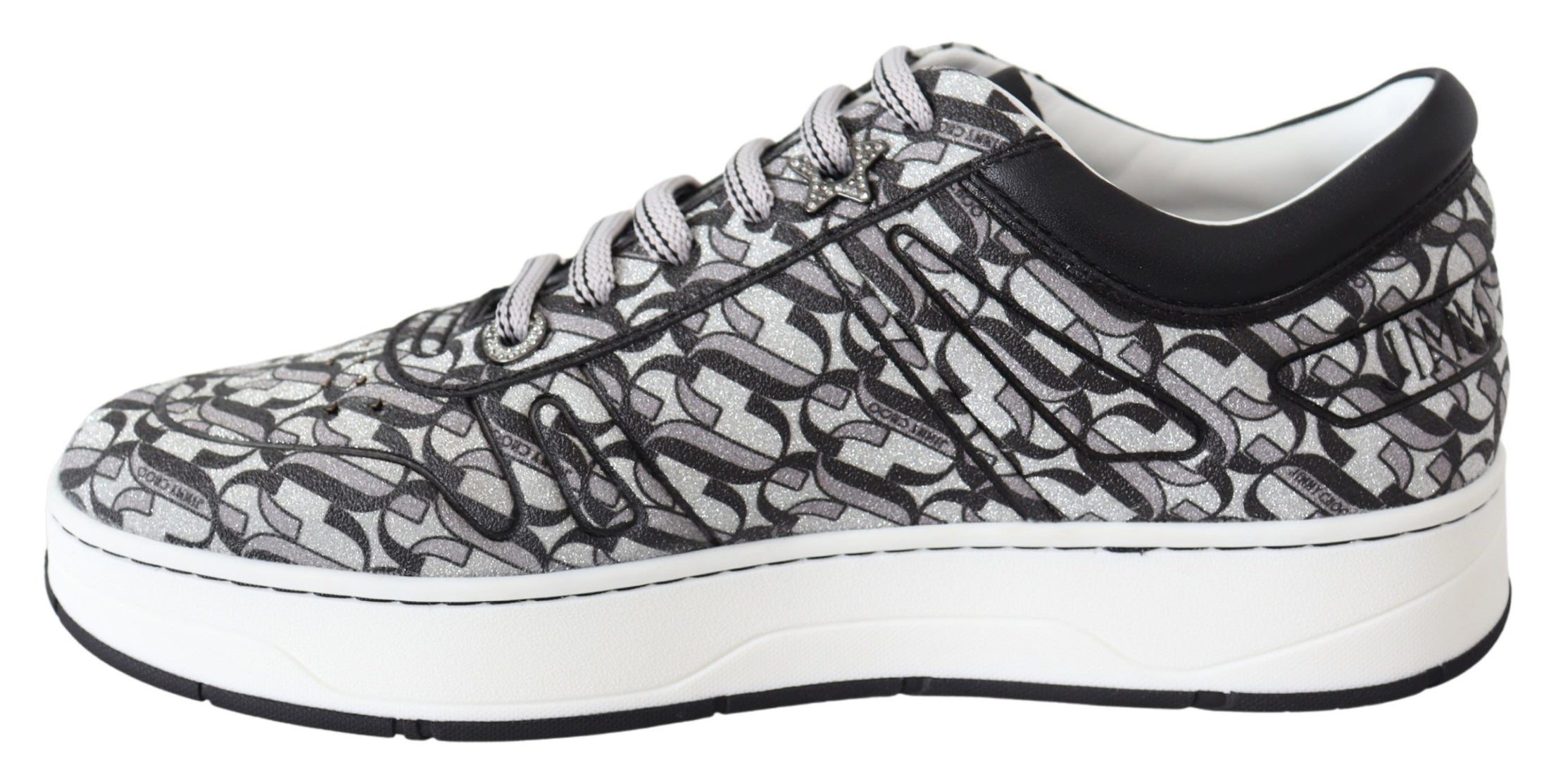 Jimmy Choo Glitzernde Slip-On Sneakers - Silber und Schwarz