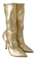 Load image into Gallery viewer, Dolce & Gabbana Elegante Gold-Stiefel Socken mit Strasssteinen
