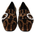 Resmi galeri görüntüleyiciye yükleyin, Dolce & Gabbana Leopar Desenli Kristal Süslü Loafer'lar
