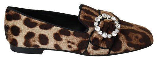 Dolce &amp; Gabbana Leopar Desenli Kristal Süslü Loafer'lar