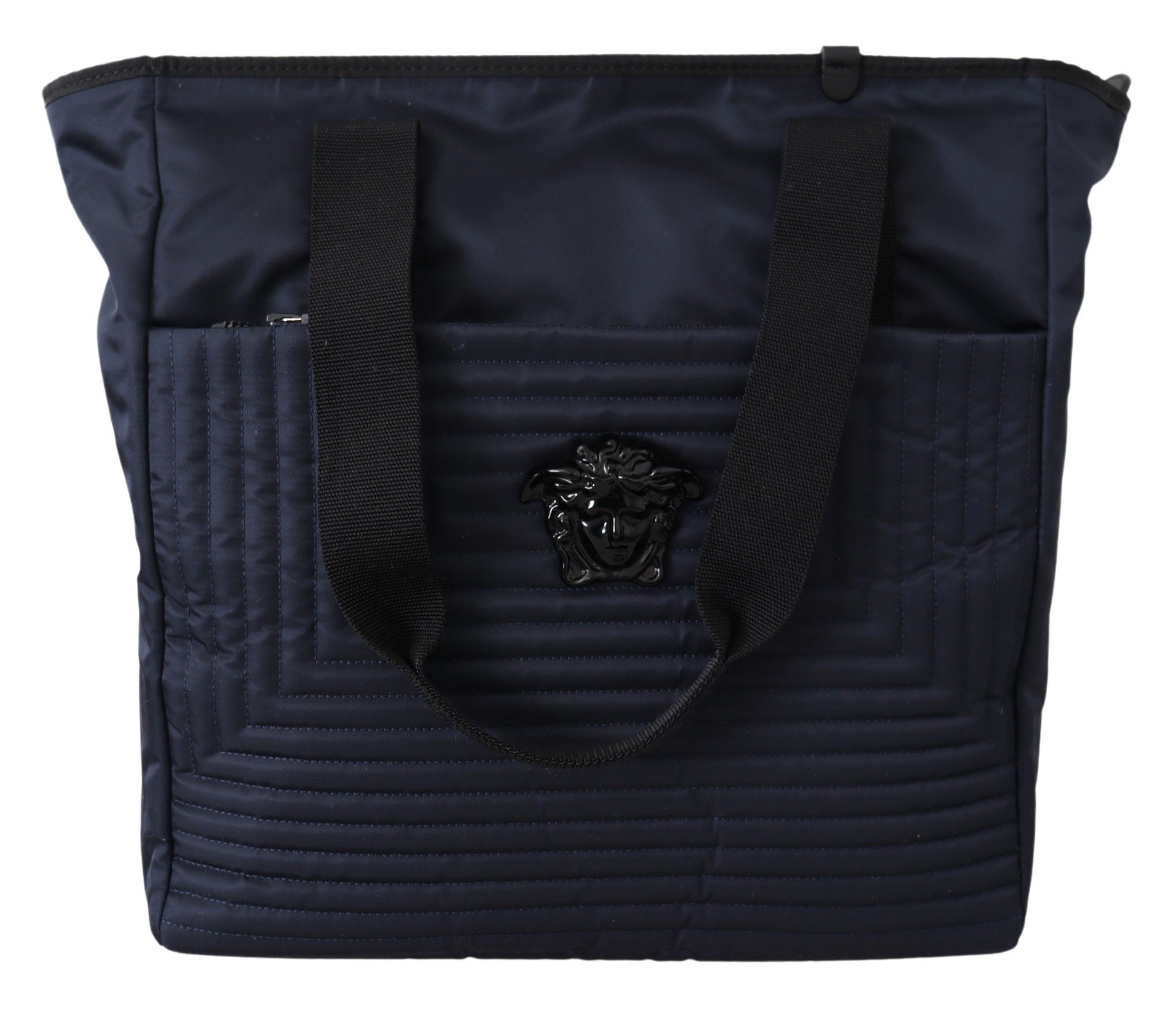 Versace Elegante blaue Nylon Tragetasche