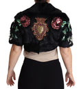 Load image into Gallery viewer, Dolce & Gabbana Elegante schwarze Kaninchenfell-Kristall-Jacke
