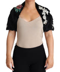 Load image into Gallery viewer, Dolce & Gabbana Elegante schwarze Kaninchenfell-Kristall-Jacke
