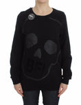 Load image into Gallery viewer, Exte Chic cotton sweater with a crew neck and a skull motif
