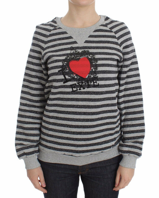 Exte Chic gray striped crew neck sweater