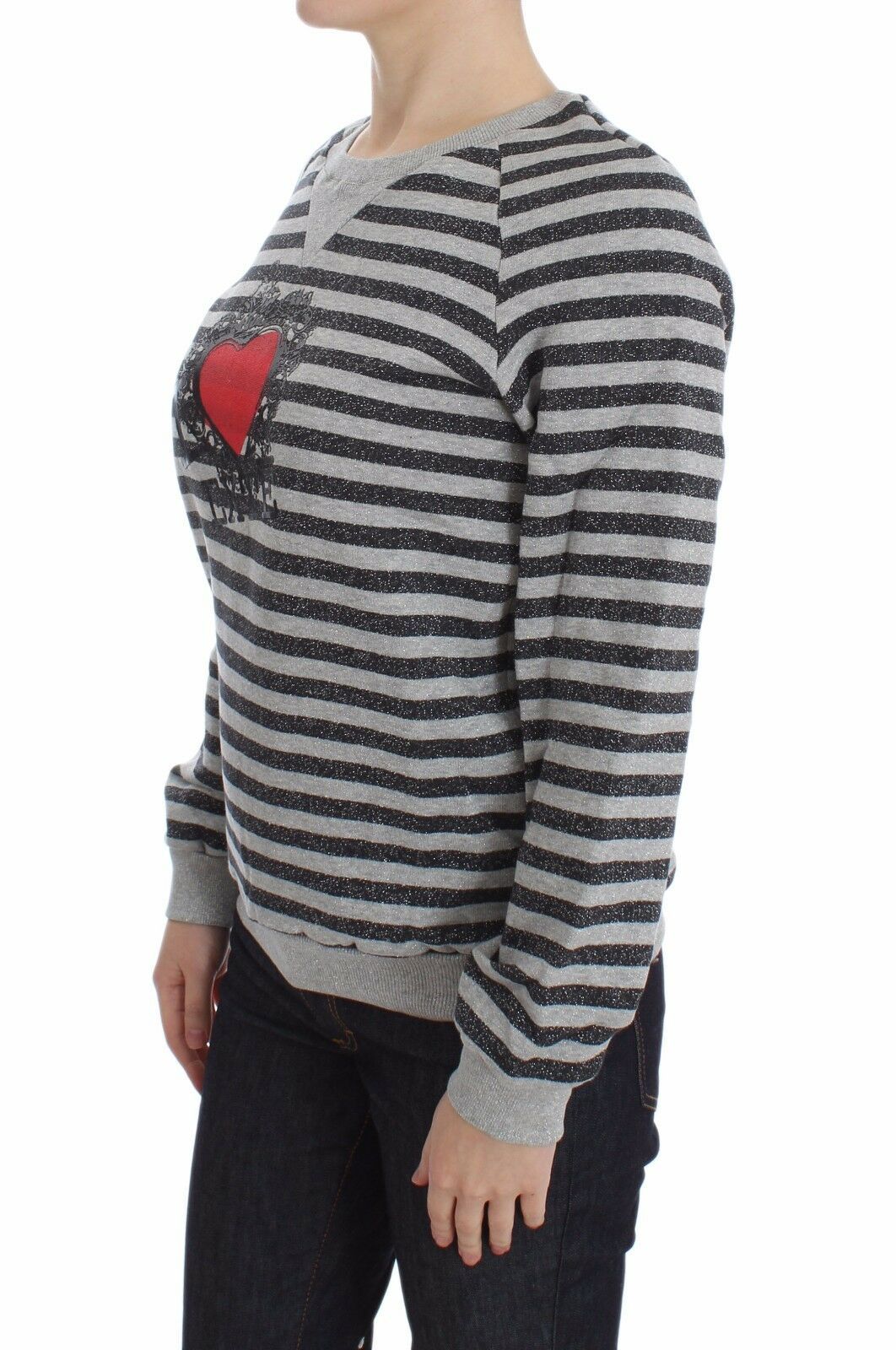 Exte Chic gray striped crew neck sweater