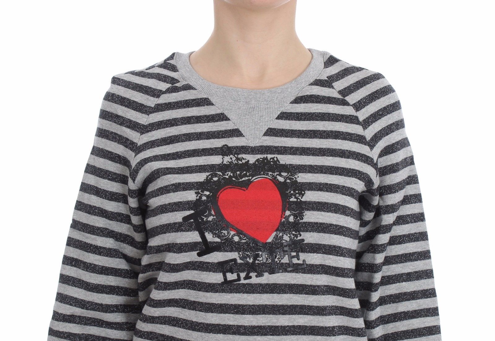 Exte Chic gray striped crew neck sweater