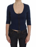 Load image into Gallery viewer, Exte Blue crew neck sweater with zip fastening
