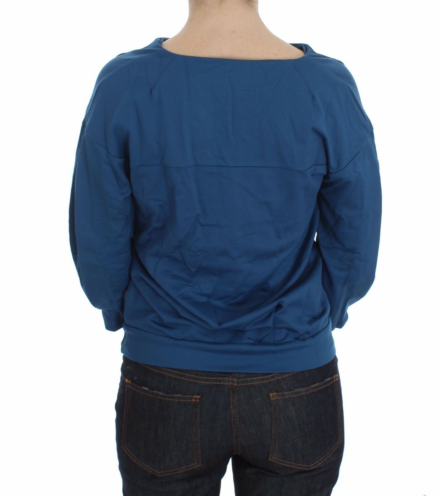 Exte Elegant sweater with a deep V-neck in blue