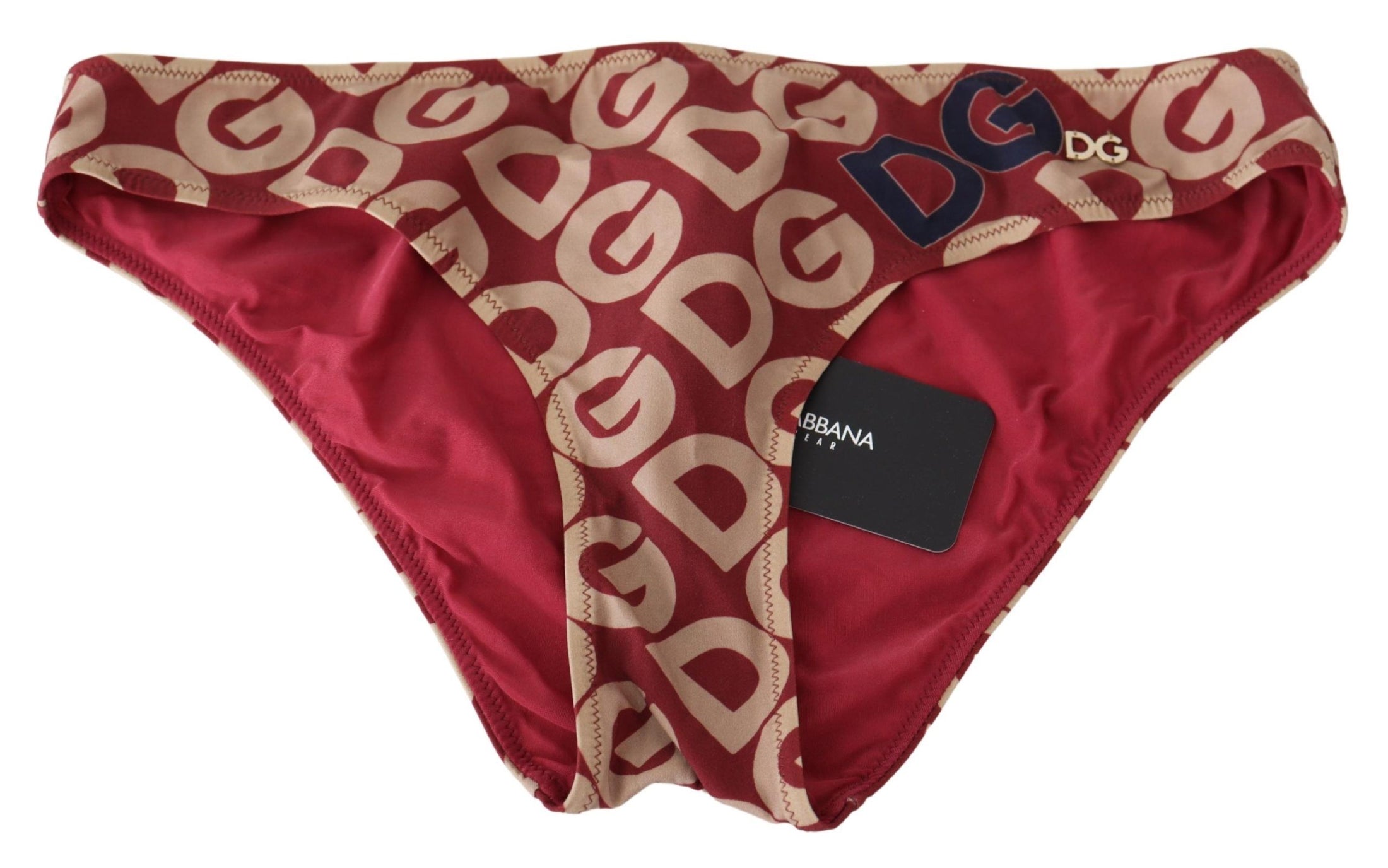 Dolce & Gabbana Schickes Bikini-Unterteil mit Logo-Druck in Maroon Beige