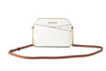 Load image into Gallery viewer, Michael Kors Jet Set Travel Medium Leder X Cross Dome Crossbody Handtasche (Vanilla Signature/Gold)
