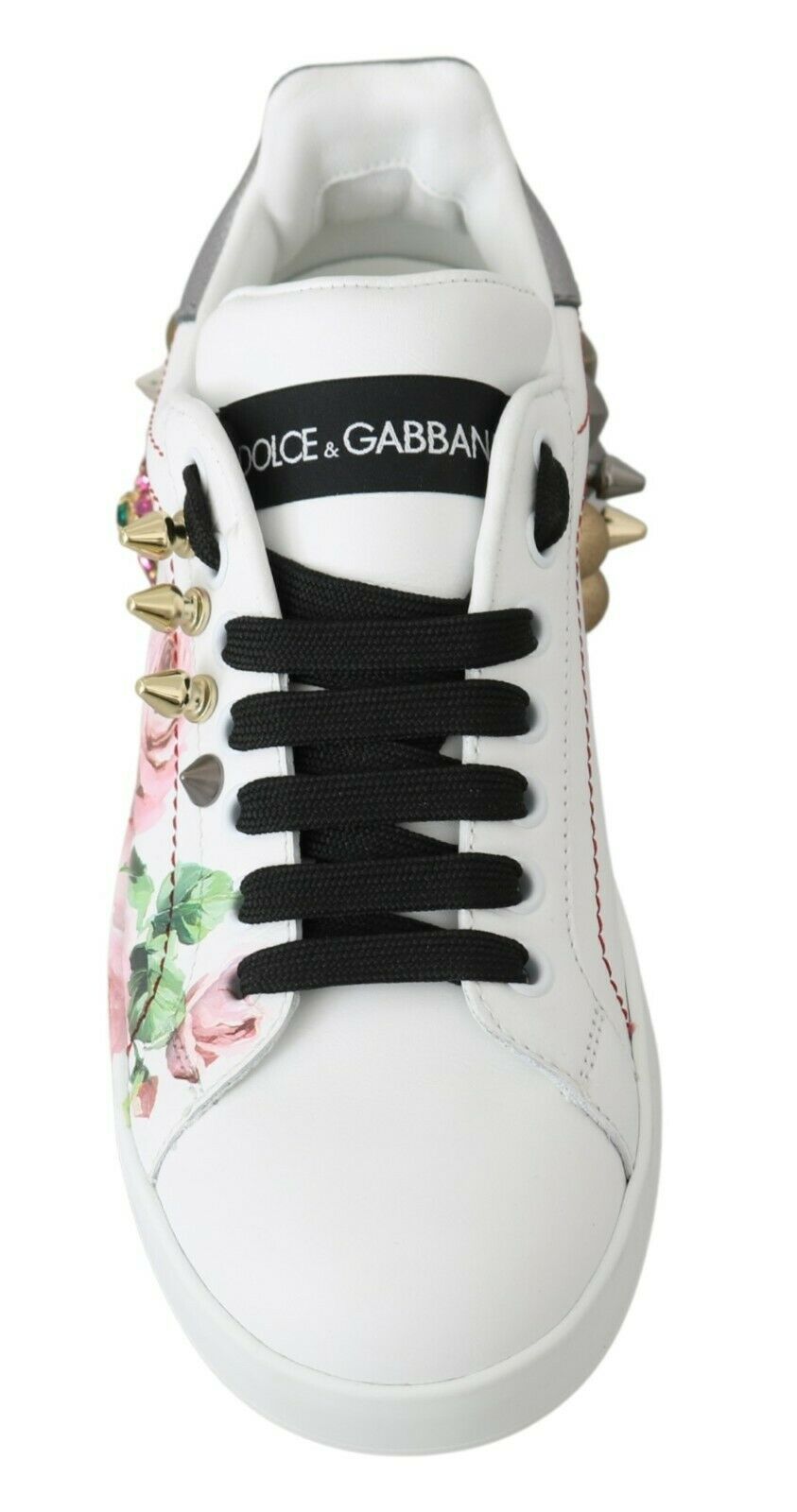 Dolce & Gabbana Florale Leder-Sneakers mit Kristallverzierung