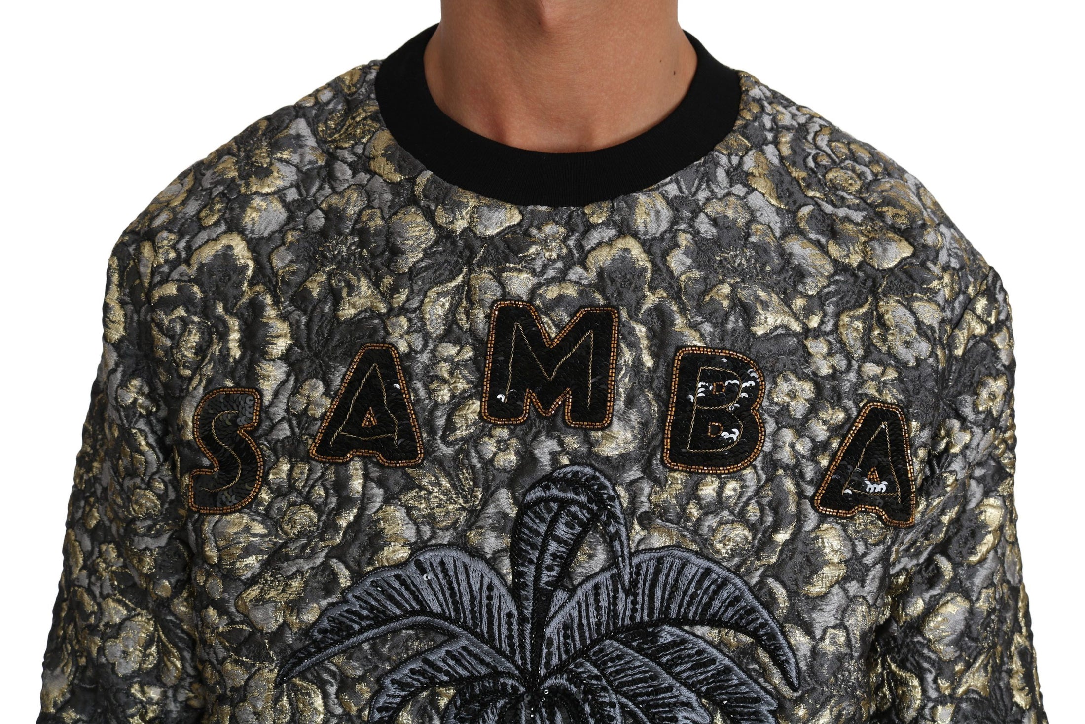 Dolce & Gabbana Samba Jacquard Palm Pullover mit Rundhalsausschnitt