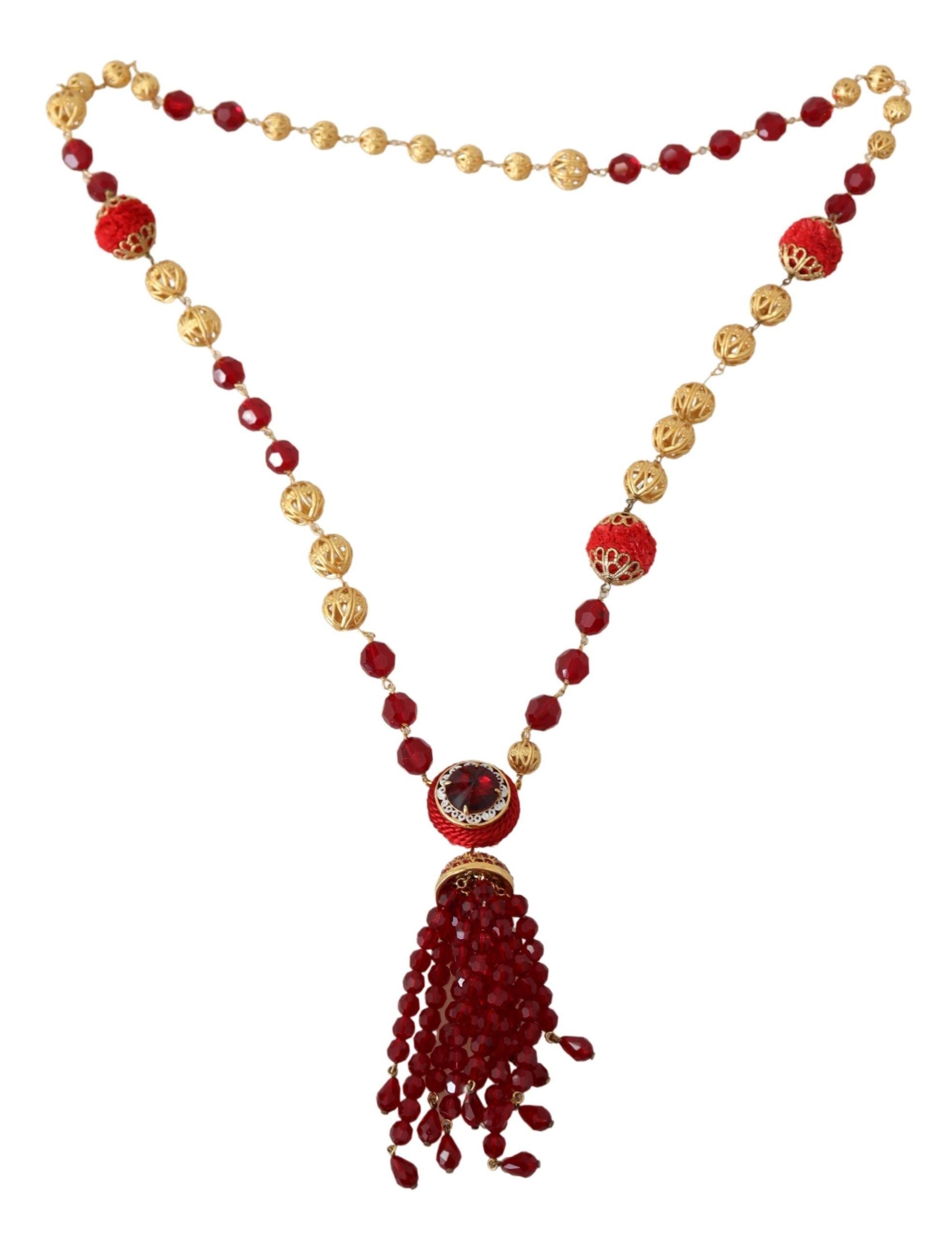 Dolce &amp; Gabbana Elegant necklace with gold-plated red crystal