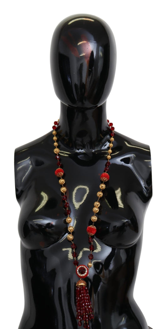 Dolce &amp; Gabbana Elegant necklace with gold-plated red crystal