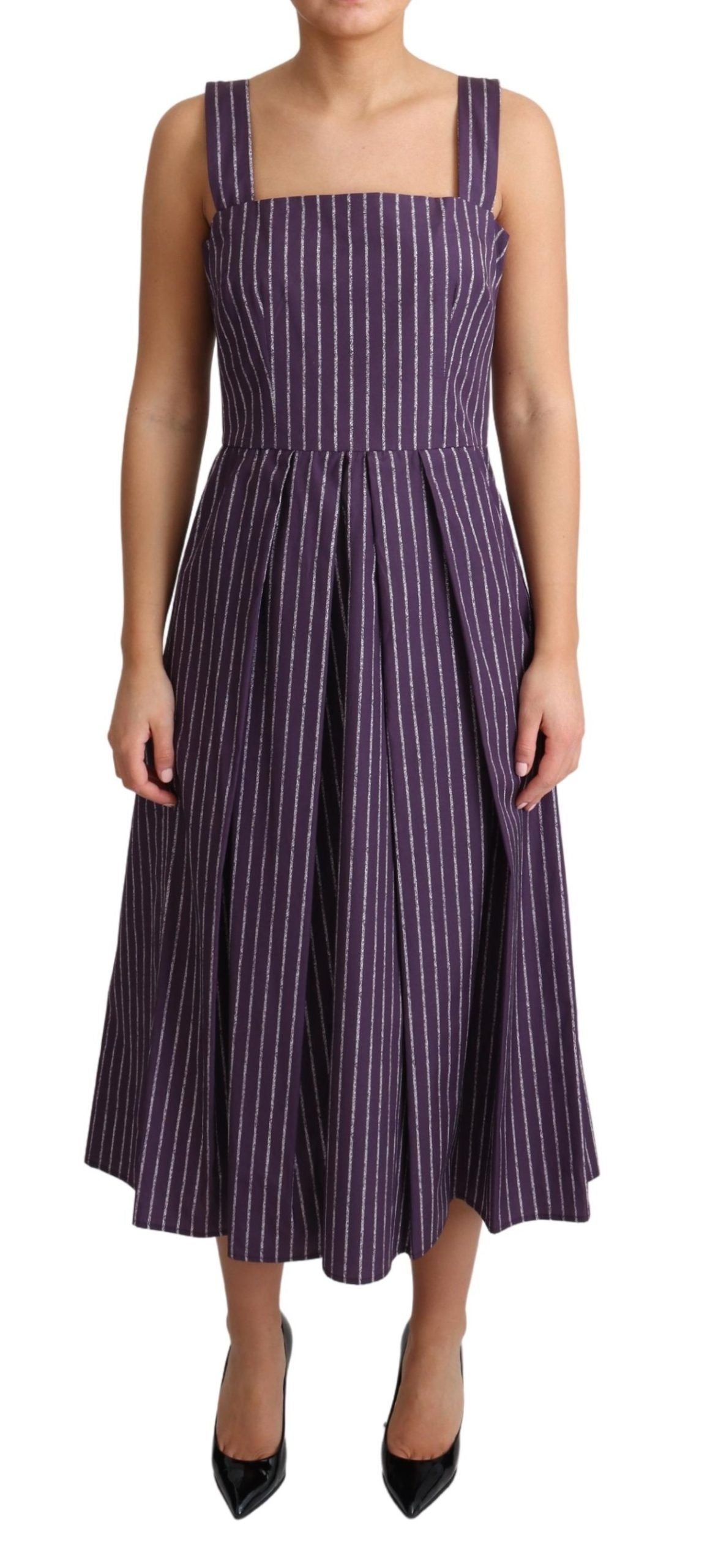 Dolce &amp; Gabbana Elegant sleeveless purple striped A-line dress