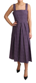 Load image into Gallery viewer, Dolce & Gabbana Elegant sleeveless purple striped A-line dress
