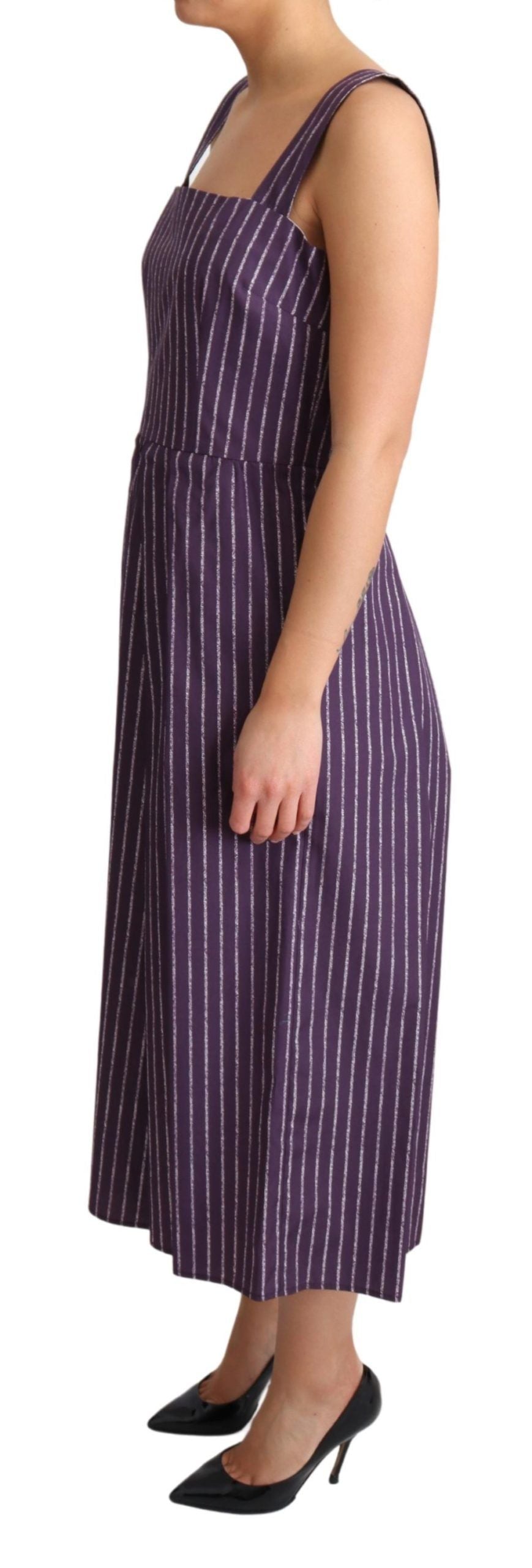 Dolce &amp; Gabbana Elegant sleeveless purple striped A-line dress