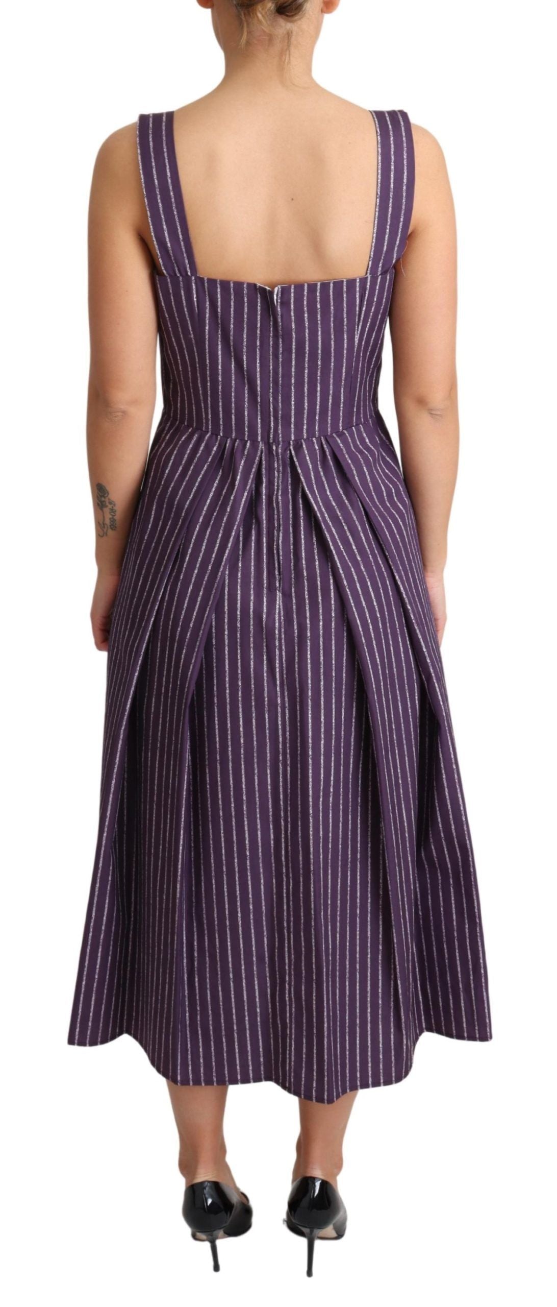 Dolce &amp; Gabbana Elegant sleeveless purple striped A-line dress