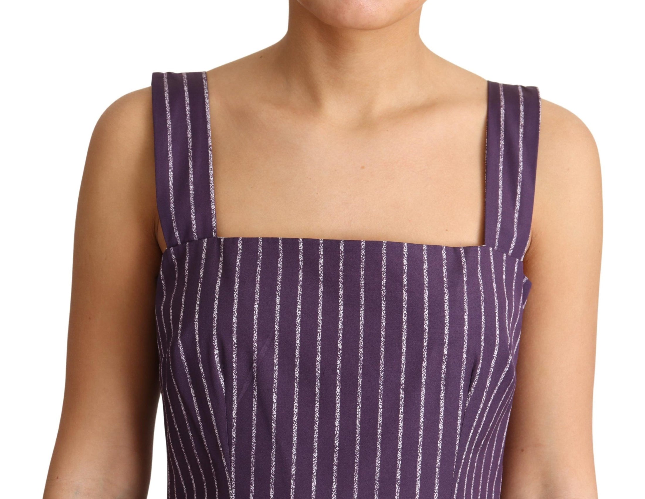 Dolce &amp; Gabbana Elegant sleeveless purple striped A-line dress