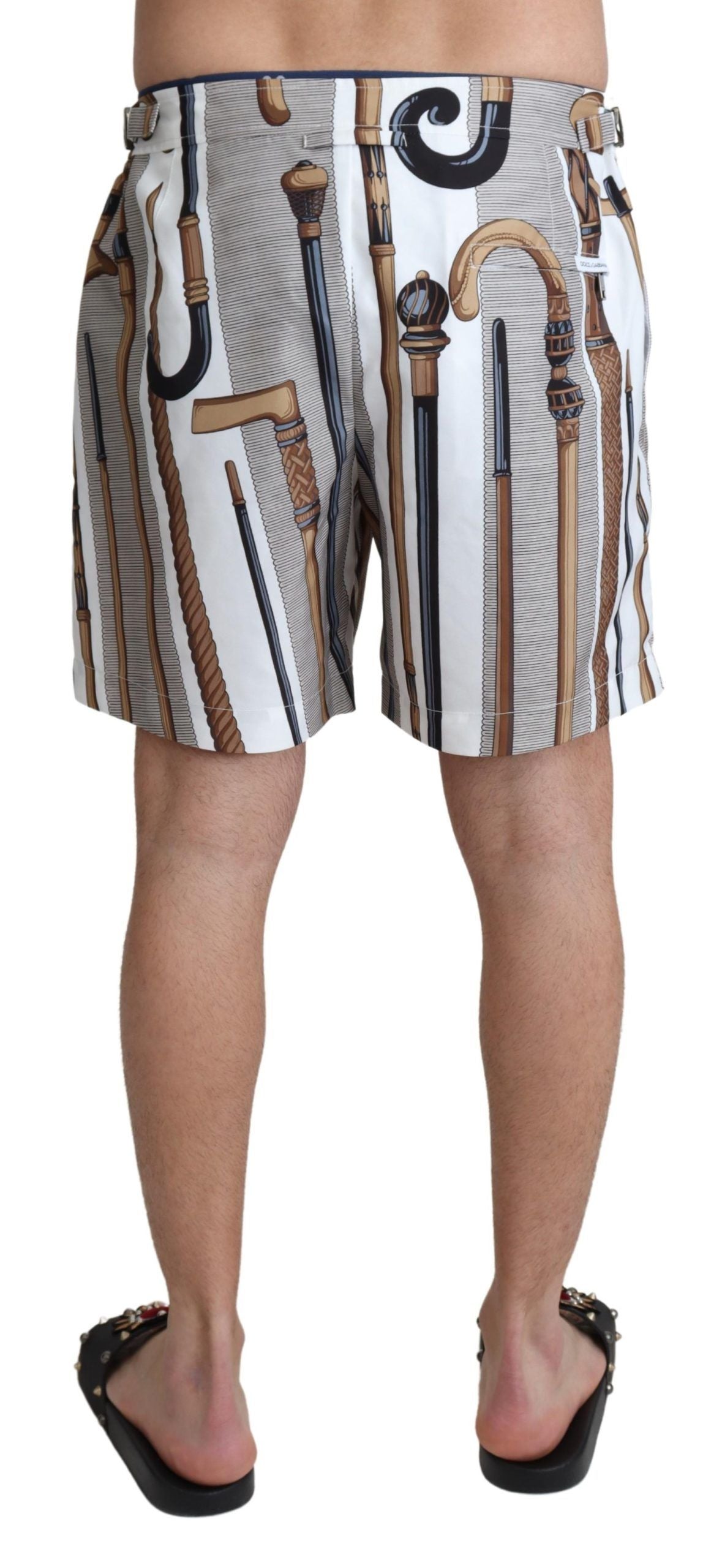 Dolce & Gabbana Elegante weiße Multicolor-Badeshorts