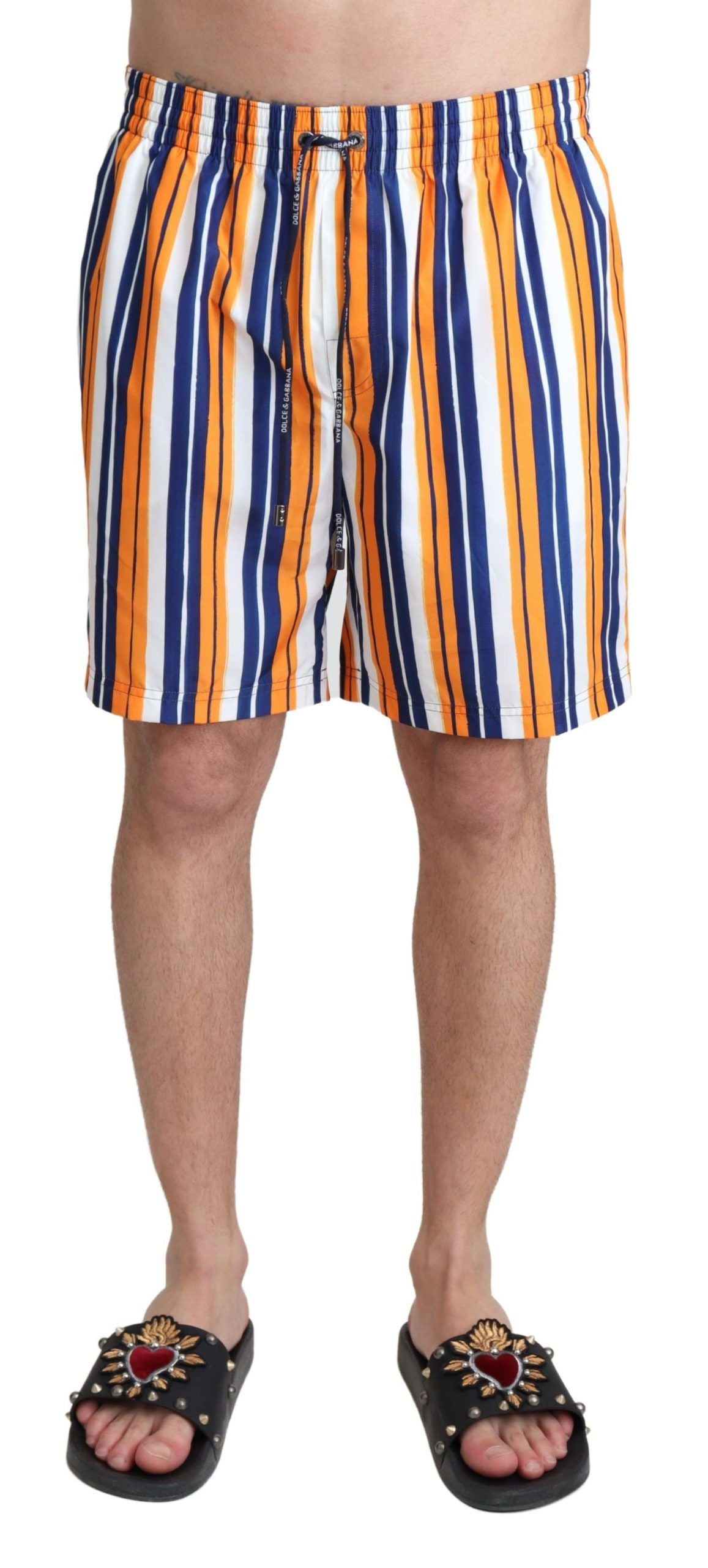 Dolce & Gabbana Mehrfarbig gestreifte Badeshorts Badehose