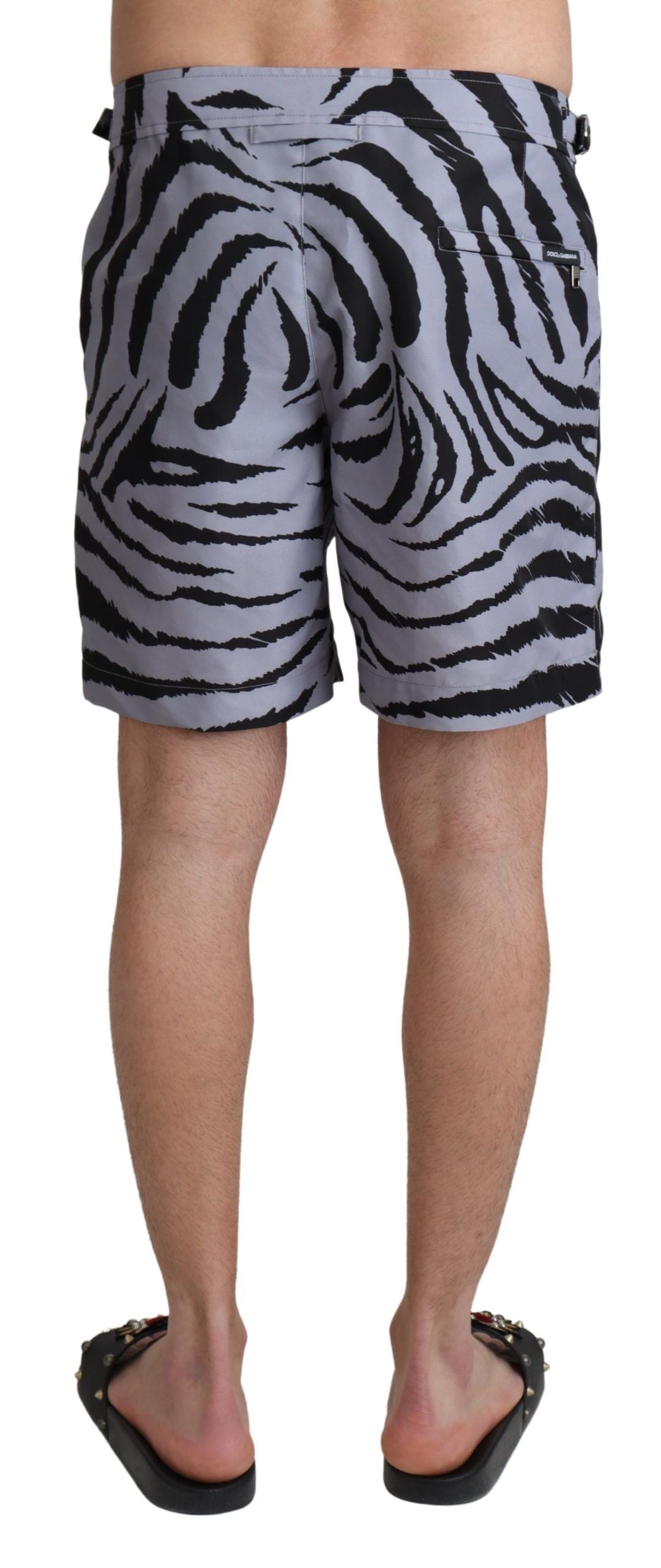 Dolce & Gabbana Elegante graue Badehose mit Zebradruck