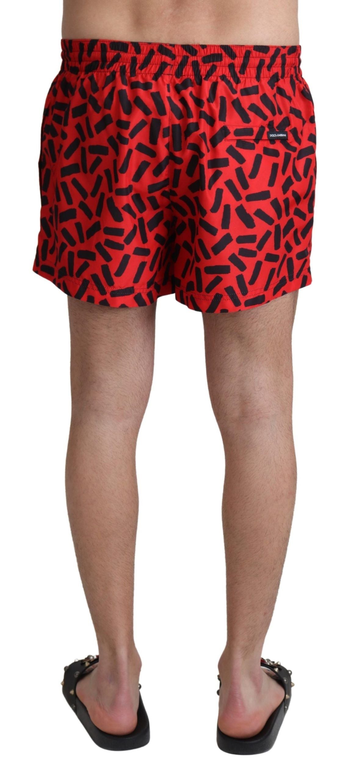 Dolce &amp; Gabbana Bright red swim trunks with drawstring