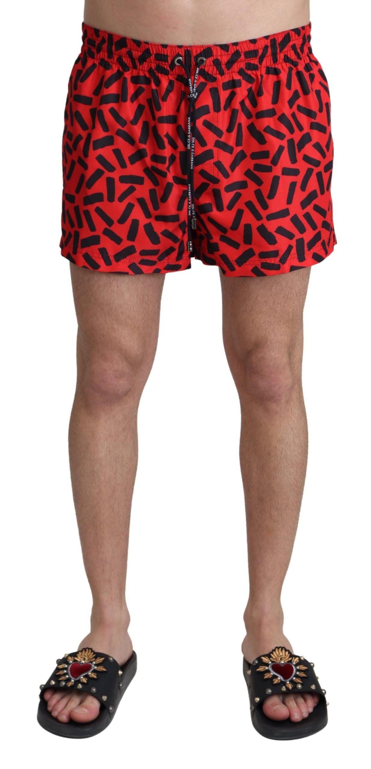 Dolce &amp; Gabbana Bright red swim trunks with drawstring